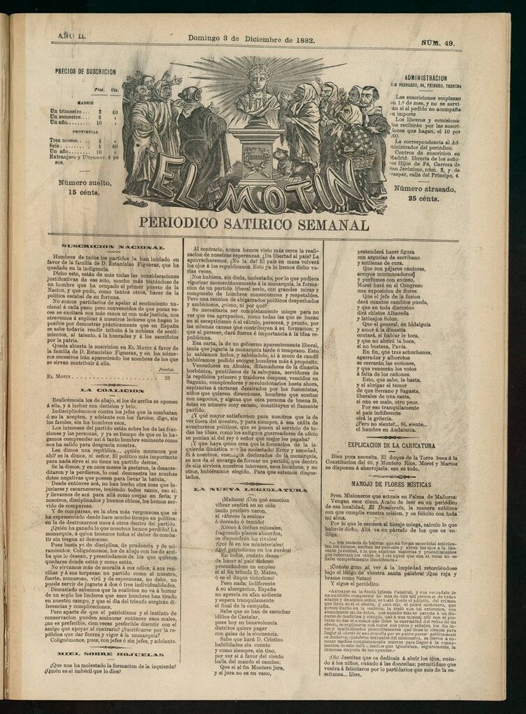 Miniatura de El Motín: periódico satírico semanal del domingo 3 de diciembre de 1882
