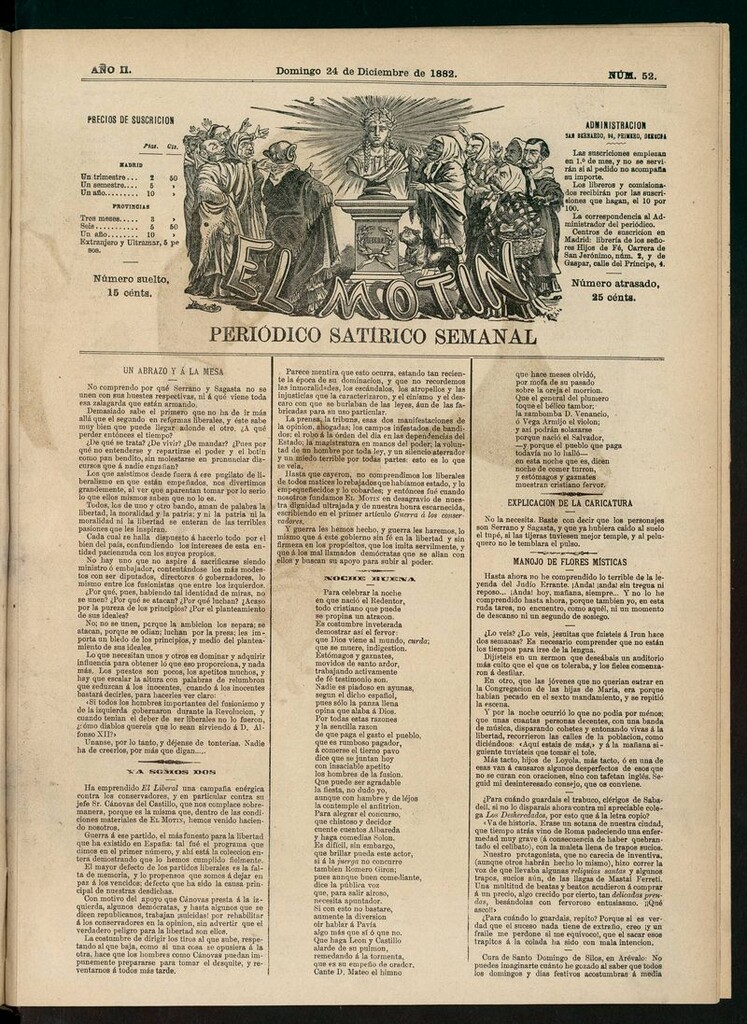 Miniatura de El Motín: periódico satírico semanal del domingo 24 de diciembre de 1882