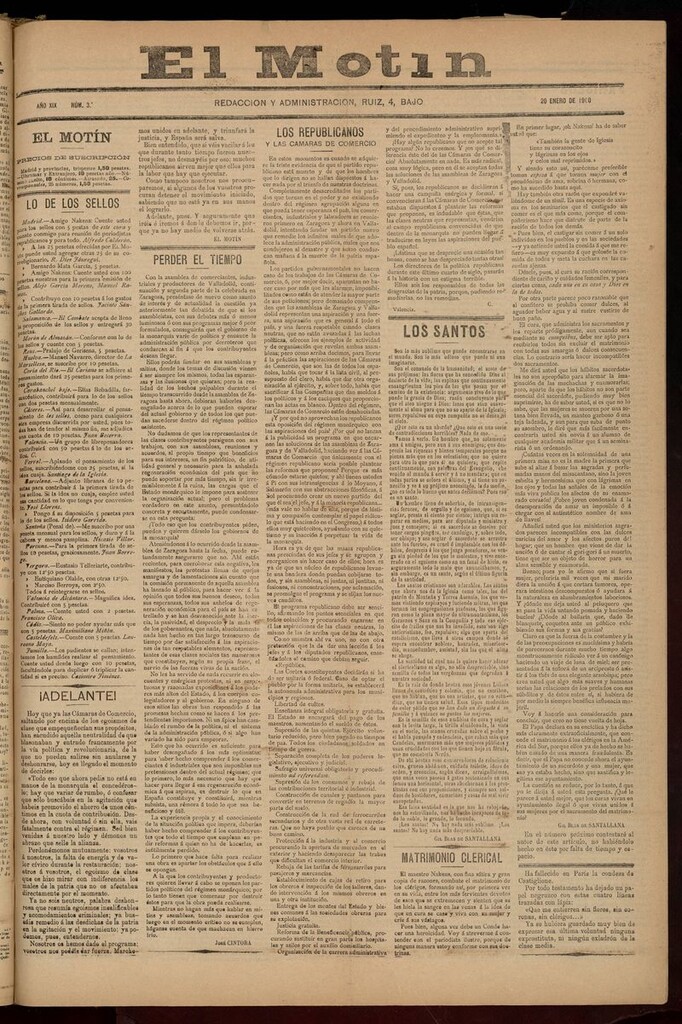 Miniatura de El Motín: periódico satírico semanal del 20 de Enero de 1900