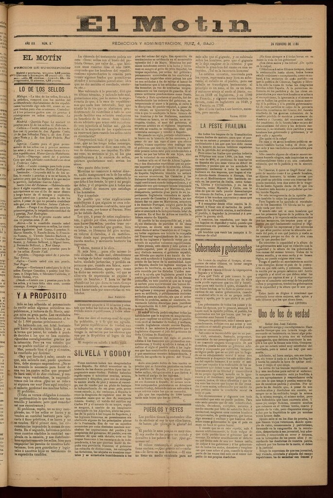 Miniatura de El Motín: periódico satírico semanal del 24 de febrero de 1900