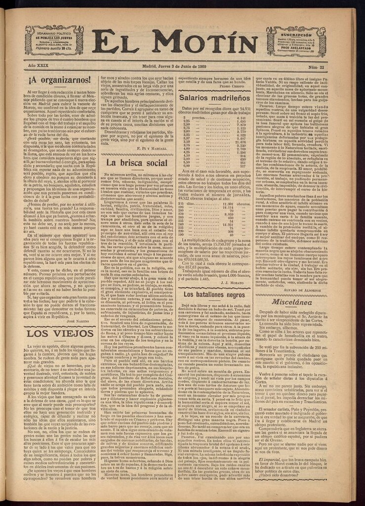 Miniatura de El Motín: periódico satírico semanal del 3 de Junio de 1909