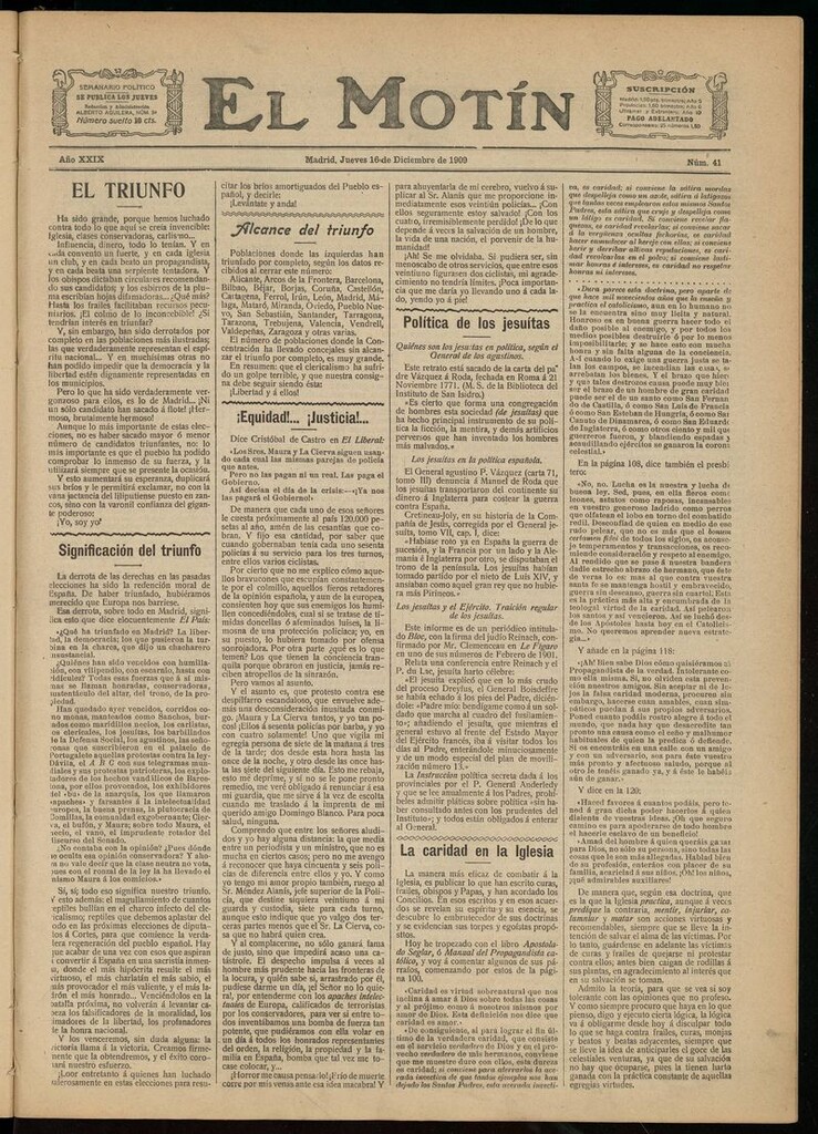 Miniatura de El Motín: periódico satírico semanal 16 de Diciembre de 1909