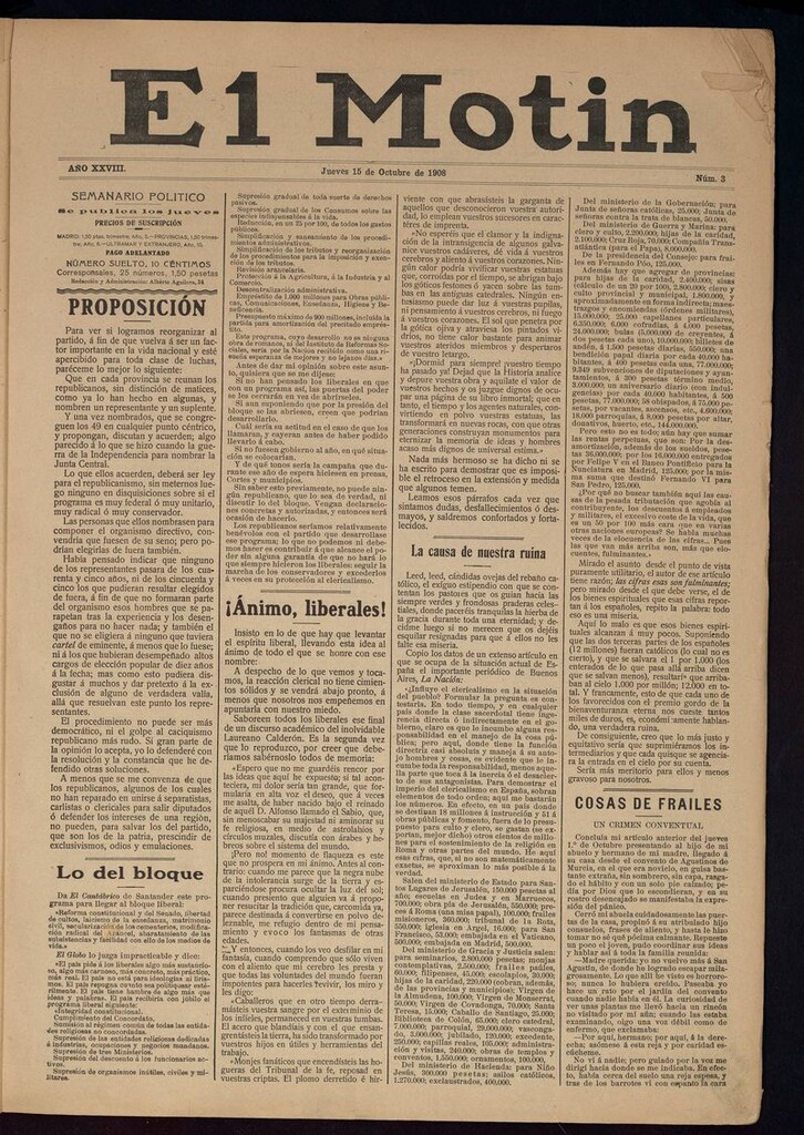 Miniatura de El Motín: periódico satírico semanal 15 de Octubre de 1908
