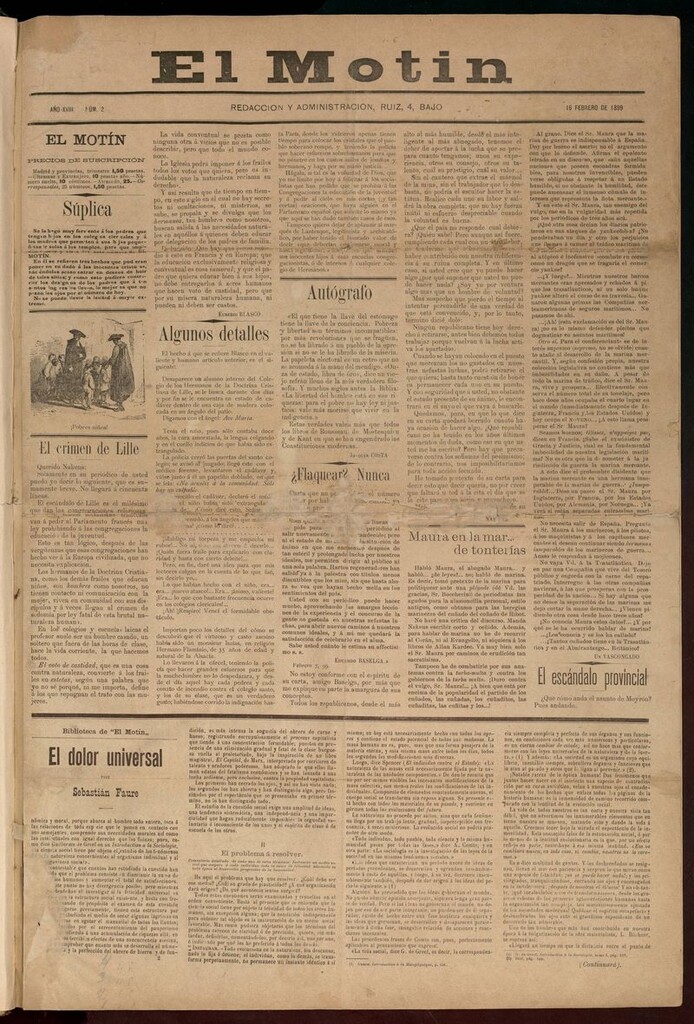 Miniatura de El Motín: periódico satírico semanal 16 de febrero de 1899