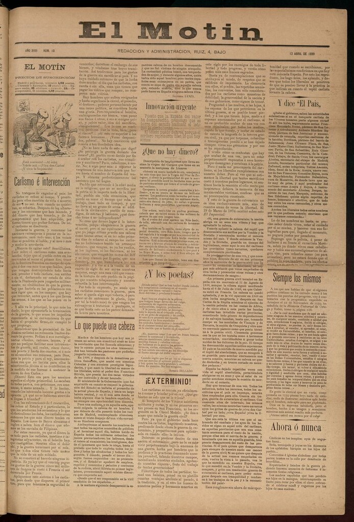Miniatura de El Motín: periódico satírico semanal 13 de abril de 1899