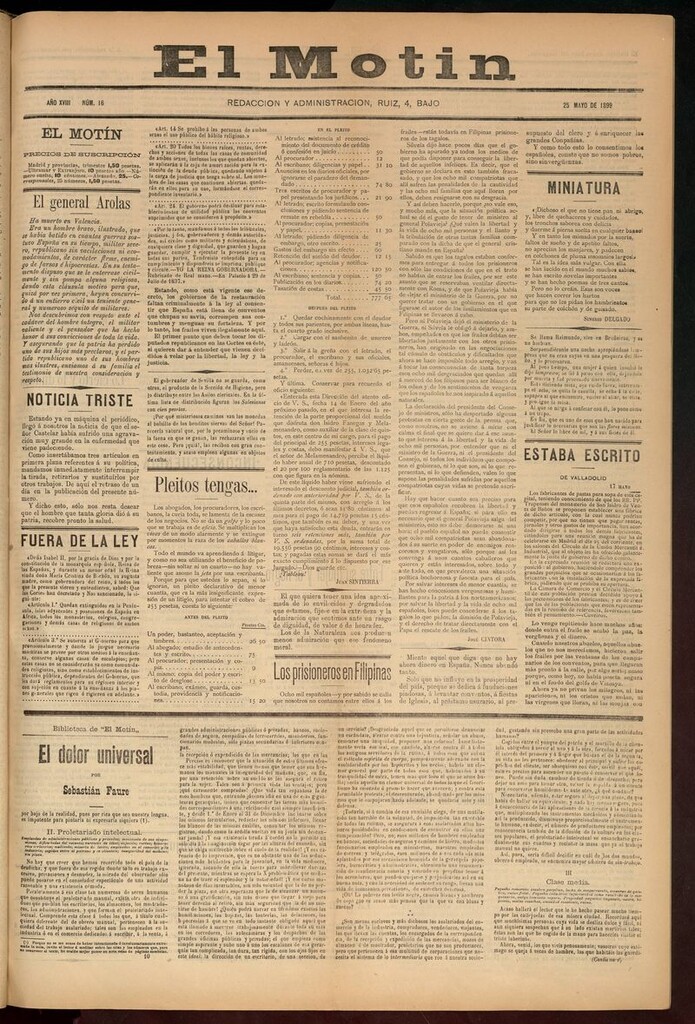 Miniatura de El Motín: periódico satírico semanal 25 de mayo de 1899