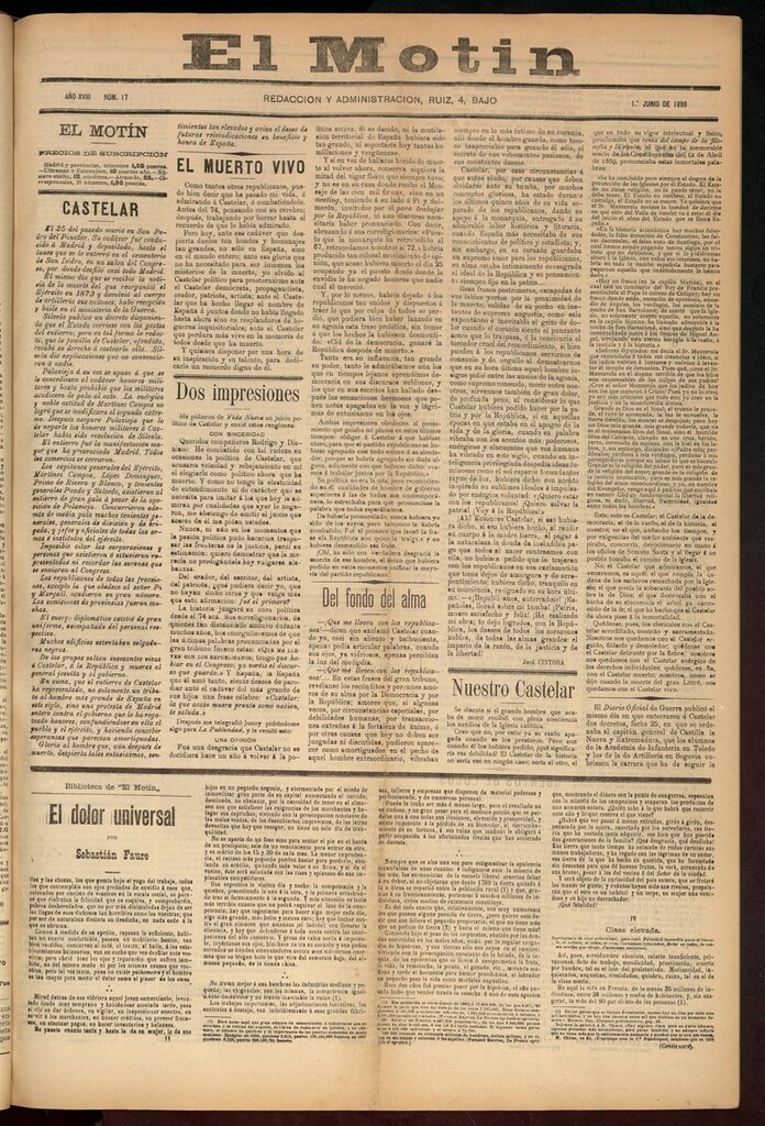 Miniatura de El Motín: periódico satírico semanal 1 de junio de 1899