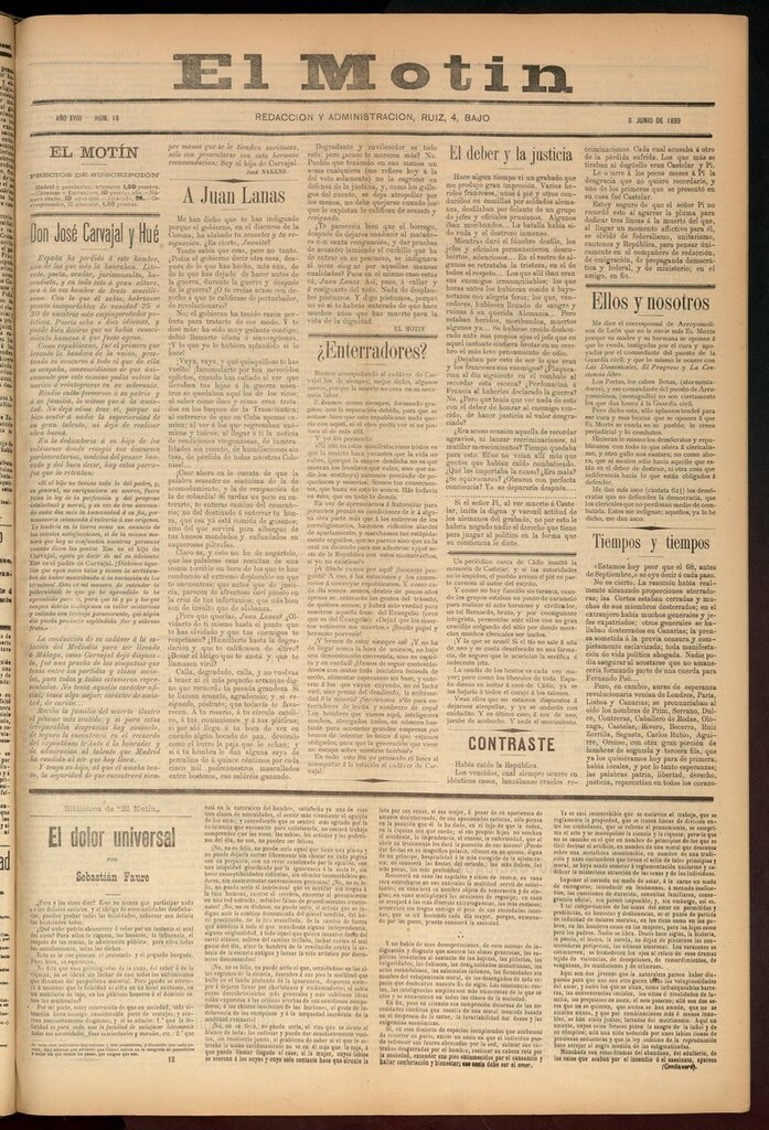 Miniatura de El Motín: periódico satírico semanal 8 de junio de 1899