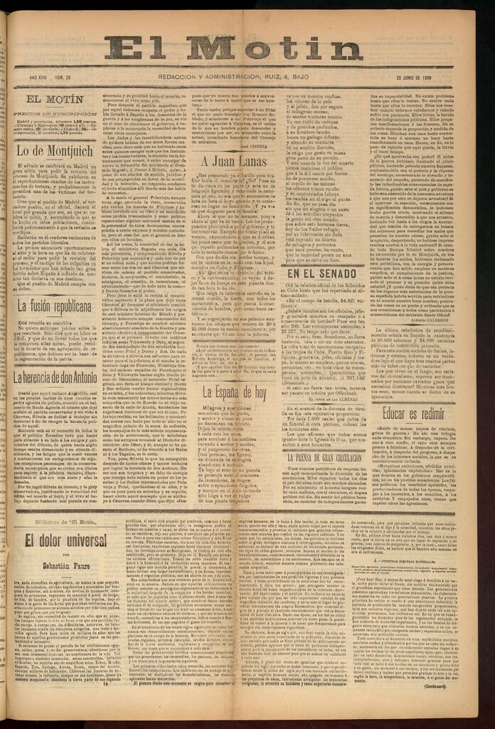 Miniatura de El Motín: periódico satírico semanal 22 de junio de 1899