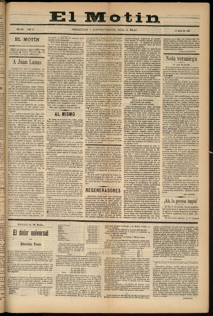 Miniatura de El Motín: periódico satírico semanal 22 de julio de 1899