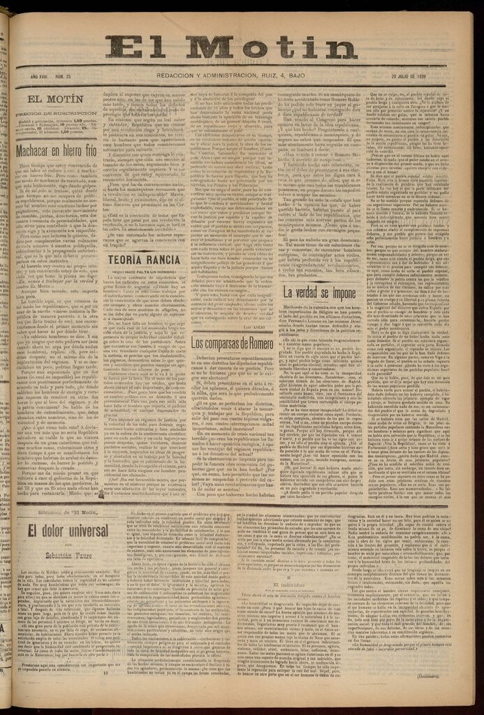 Miniatura de El Motín: periódico satírico semanal 29 de julio de 1899