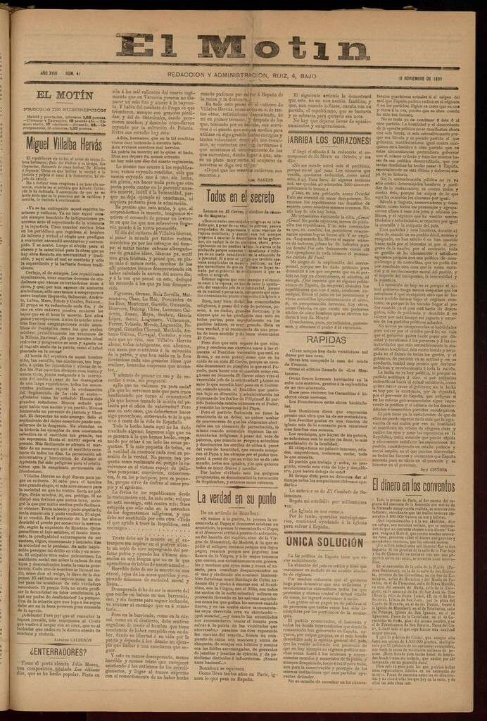 Miniatura de El Motín: periódico satírico semanal 18 de noviembre de 1899