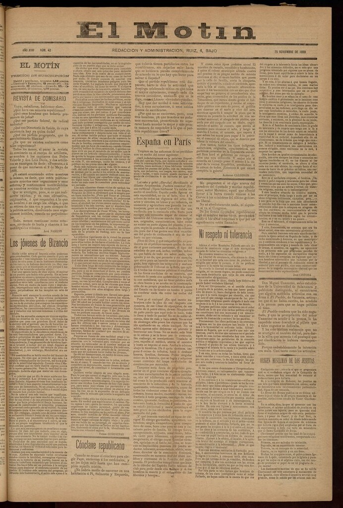 Miniatura de El Motín: periódico satírico semanal 25 de noviembre de 1899