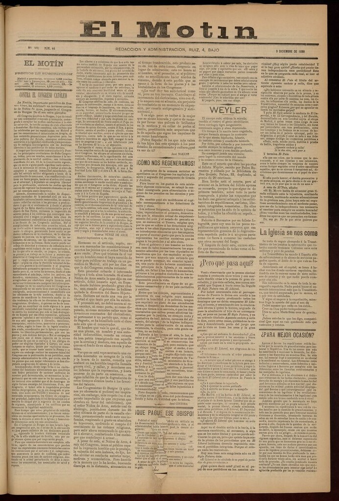 Miniatura de El Motín: periódico satírico semana 9 de diciembre de 1899
