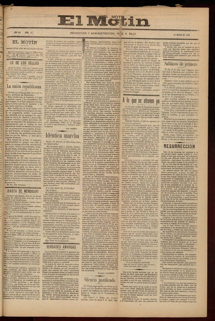 Miniatura de El Motín: periódico satírico semanal del 24 de Marzo de 1900