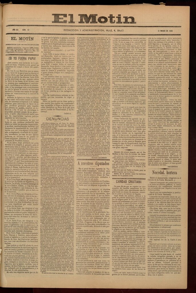 Miniatura de El Motín: periódico satírico semanal del 31 de Marzo de 1900
