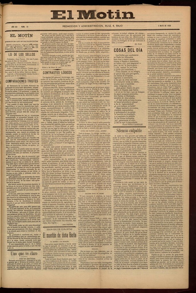 Miniatura de El Motín: periódico satírico semanal del 5 de Mayo de 1900