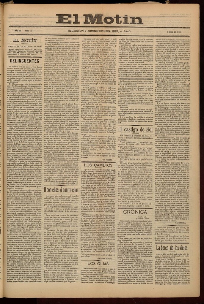 Miniatura de El Motín: periódico satírico semanal del 9 de Junio de 1900
