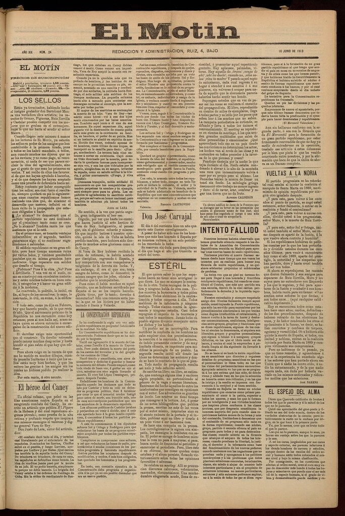 Miniatura de El Motín: periódico satírico semanal del 16 de Junio de 1900