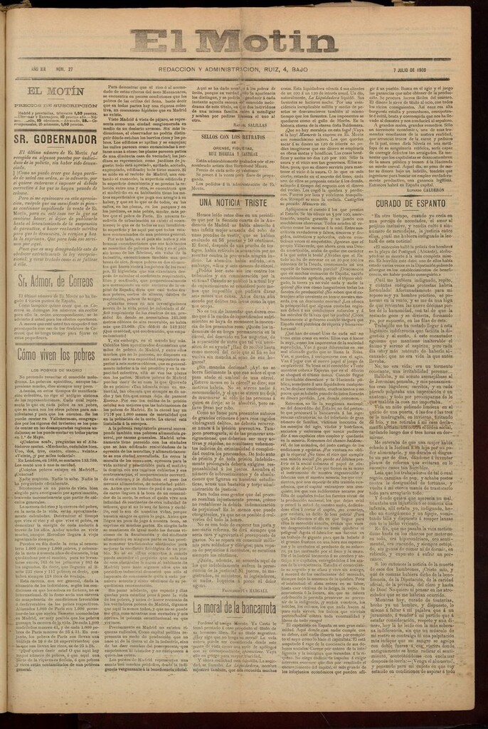 Miniatura de El Motín: periódico satírico semanal del 7 de Julio de 1900