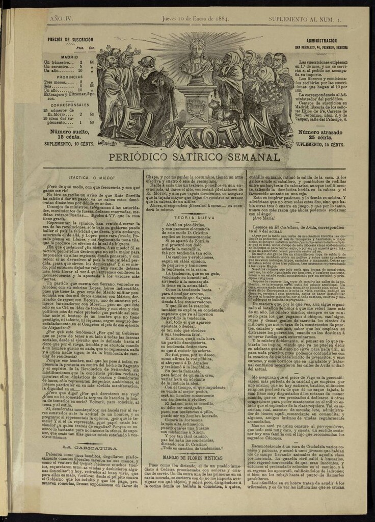 Miniatura de El Motín: periódico satírico semanal del jueves 10 de enero de 1884