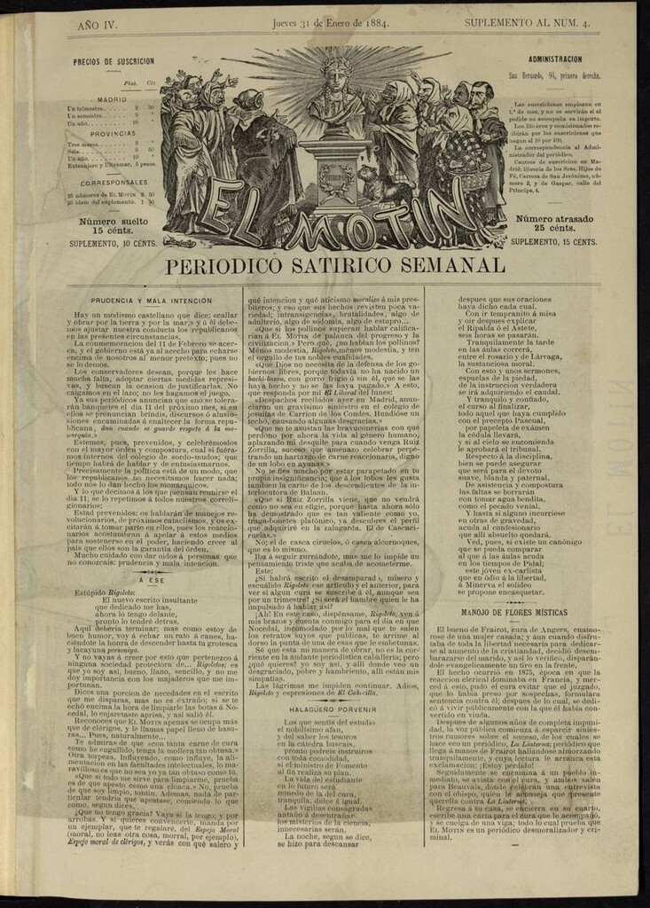 Miniatura de El Motín: periódico satírico semanal del jueves 31 de enero de 1884