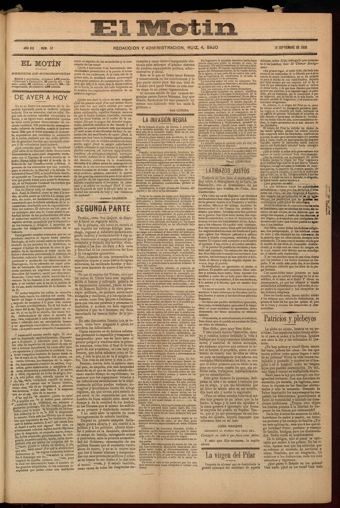 Miniatura de El Motín: periódico satírico semanal del 15 de Septiembre de 1900