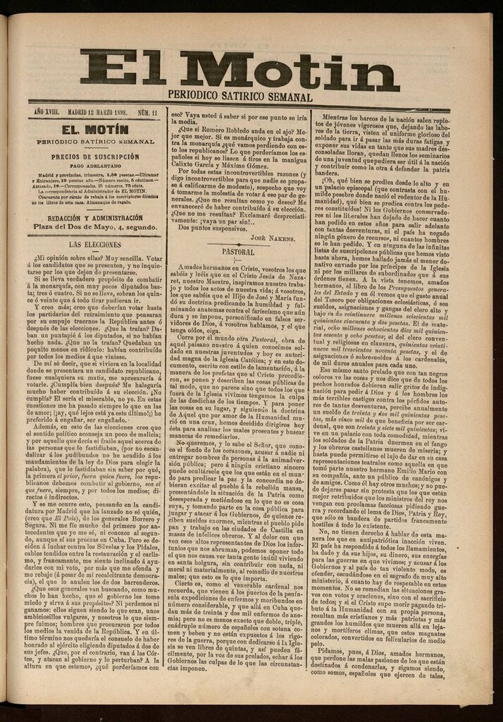 Miniatura de El Motín: periódico satírico semanal 12 de Marzo de 1898