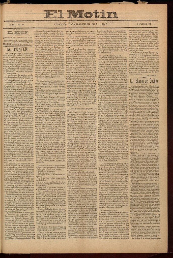 Miniatura de El Motín: periódico satírico semanal del 6 de Octubre de 1900