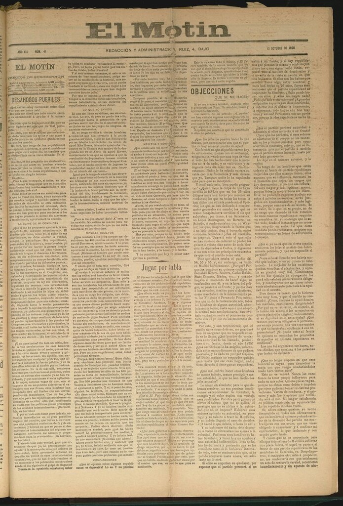 Miniatura de El Motín: periódico satírico semanal del 13 de Octubre de 1900