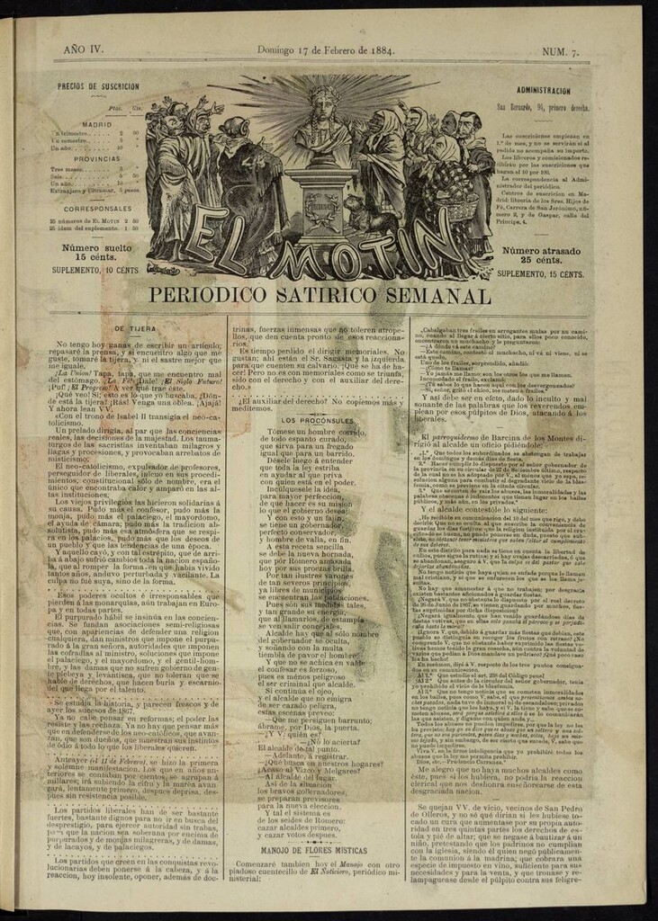 Miniatura de El Motín: periódico satírico semanal del domingo 17 de febrero de 1884