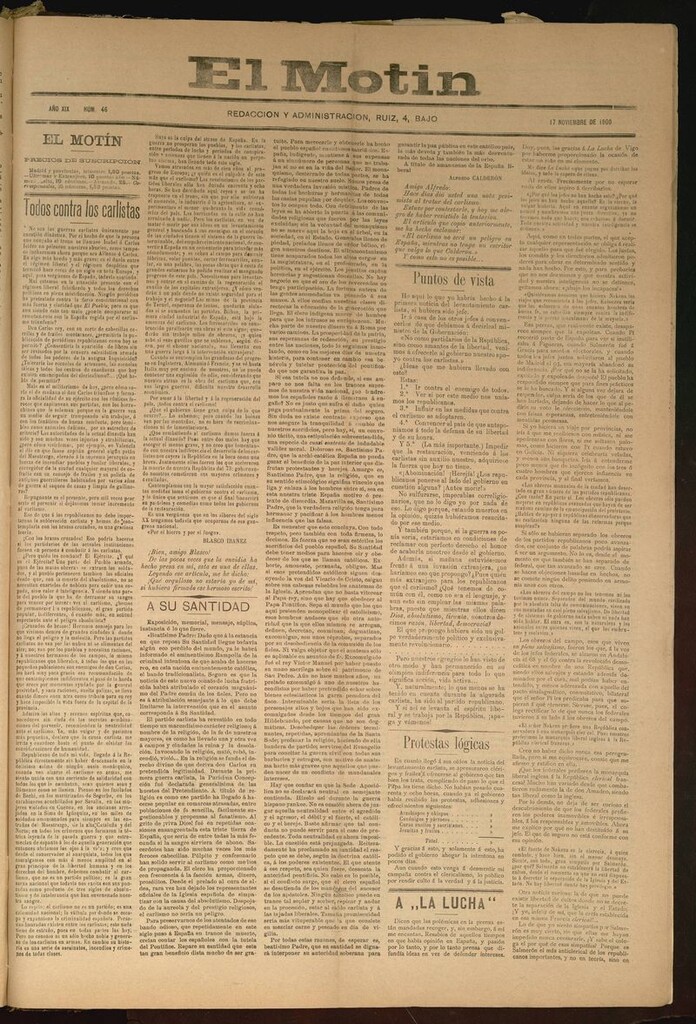 Miniatura de El Motín: periódico satírico semanal del 17 de Noviembre de 1900