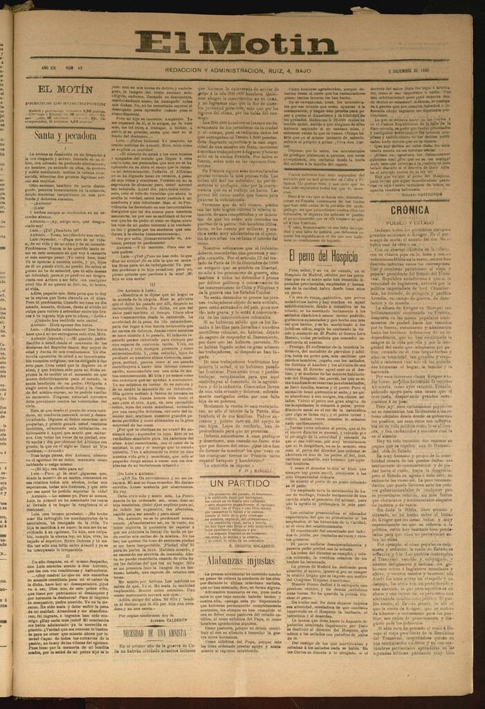 Miniatura de El Motín: periódico satírico semanal del 8 de Diciembre de 1900