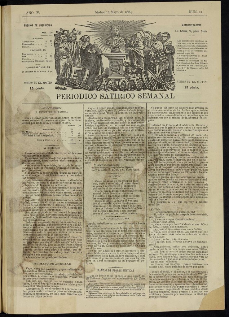 Miniatura de El Motín: periódico satírico semanal del 25 de mayo de 1884
