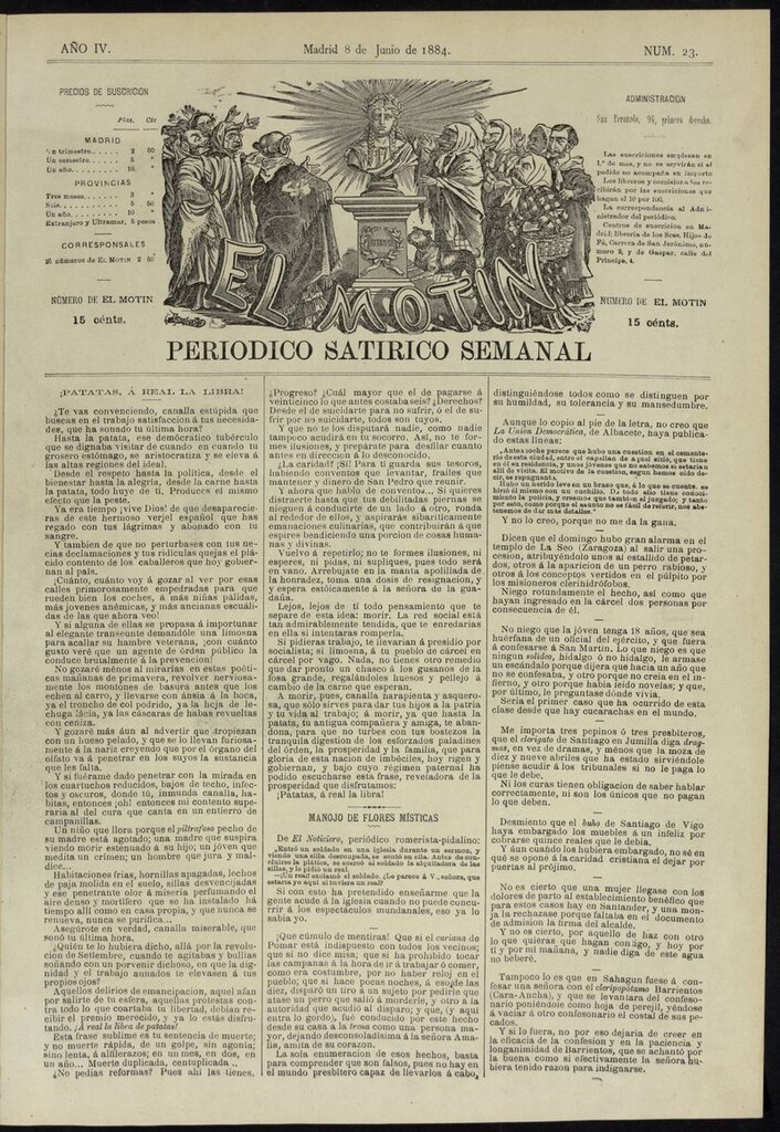 Miniatura de El Motín: periódico satírico semanal del 8 de junio de 1884