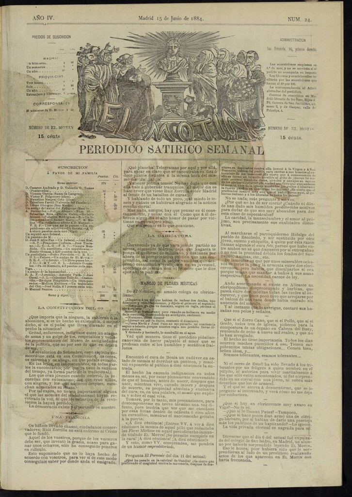 Miniatura de El Motín: periódico satírico semanal del 15 de junio de 1884