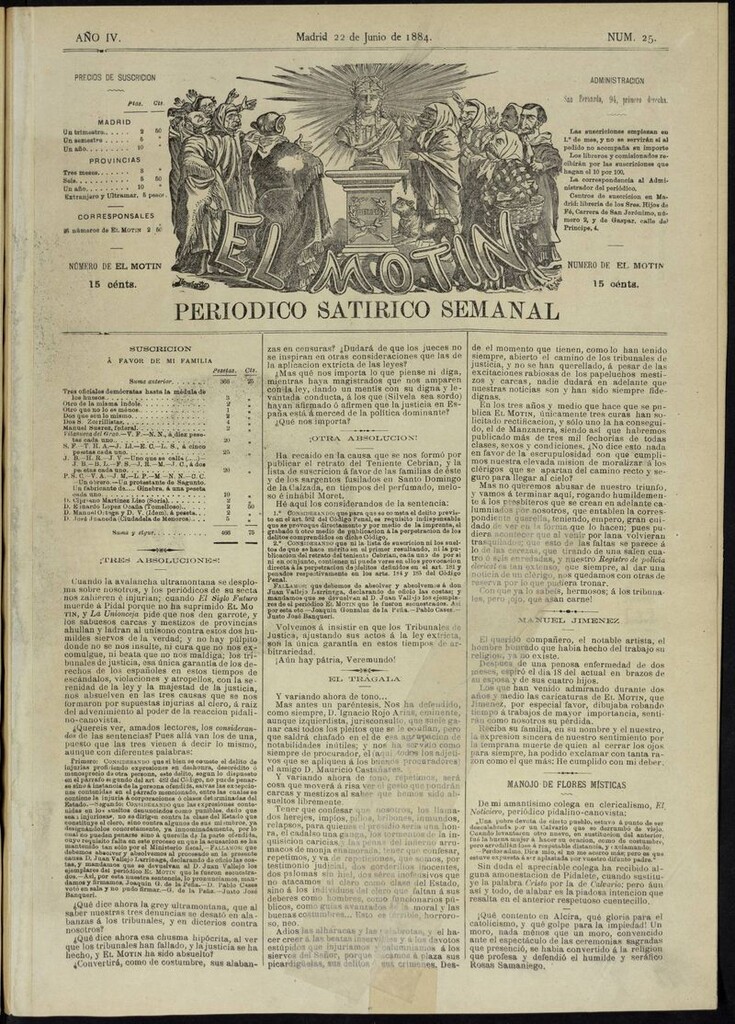 Miniatura de El Motín: periódico satírico semanal del 22 de junio de 1884