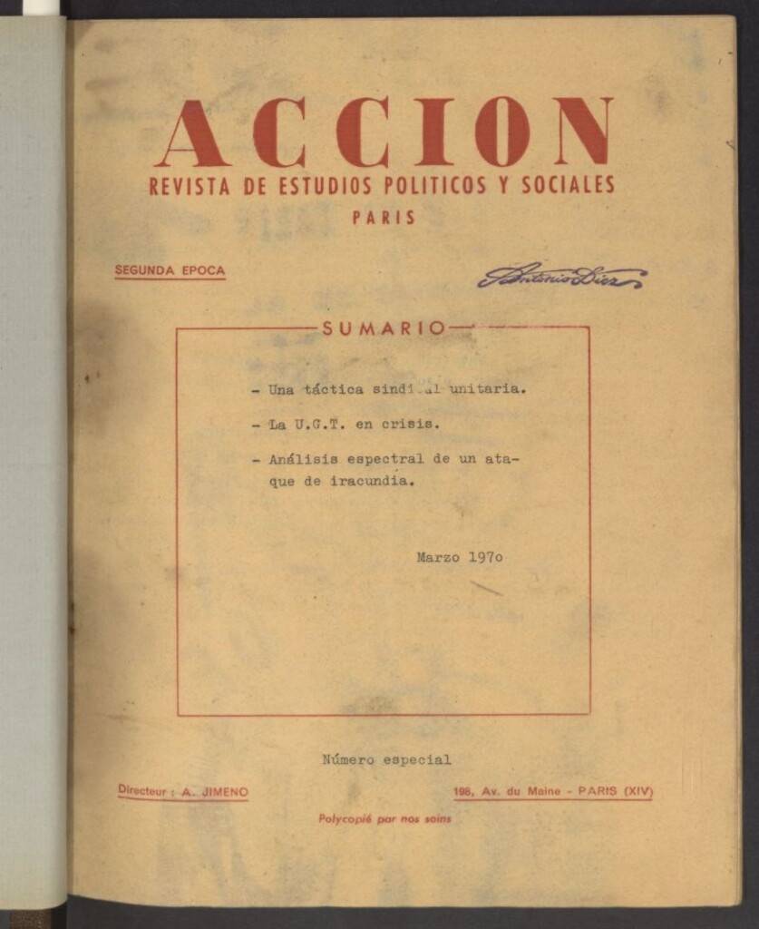 Miniatura de Acción : revista de estudios políticos y sociales...Número especial
