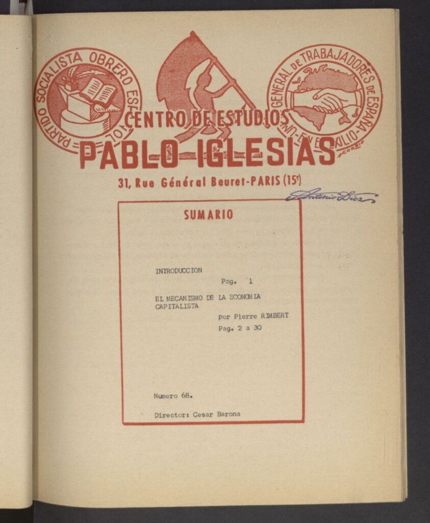 Miniatura de Centro de estudios Pablo Iglesias : [boletín]. Nº 68