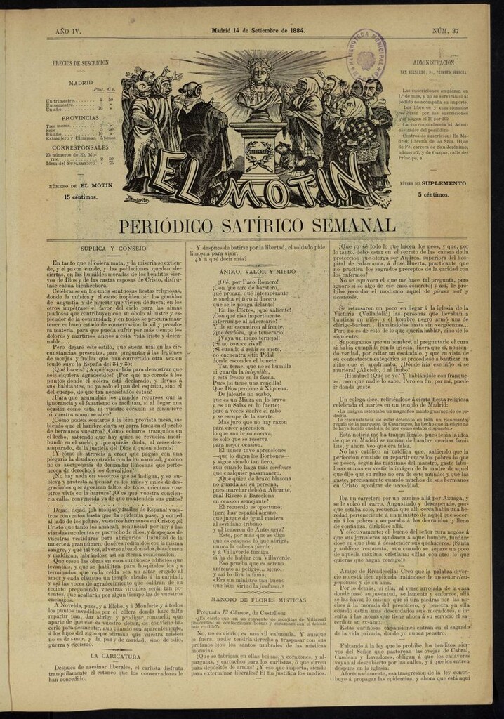 Miniatura de El Motín: periódico satírico semanal del 14 de septiembre de 1884