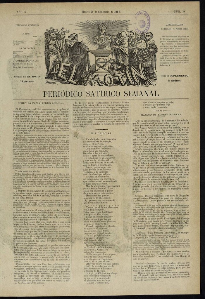 Miniatura de El Motín: periódico satírico semanal del 21 de septiembre de 1884