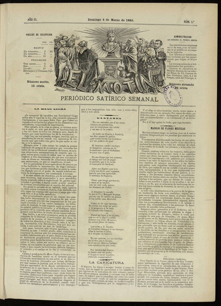Miniatura de El Motín: periódico satírico del domingo 4 de marzo de 1883