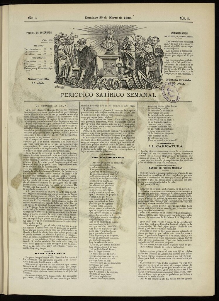 Miniatura de El Motín: periódico satírico del domingo 25 de marzo de 1883
