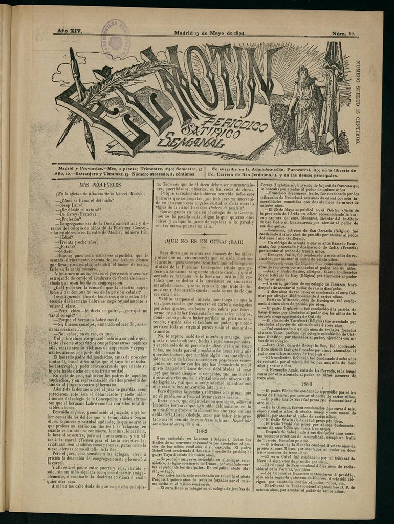 Miniatura de El Motín: periódico satírico semanal del 13 de Mayo de 1894