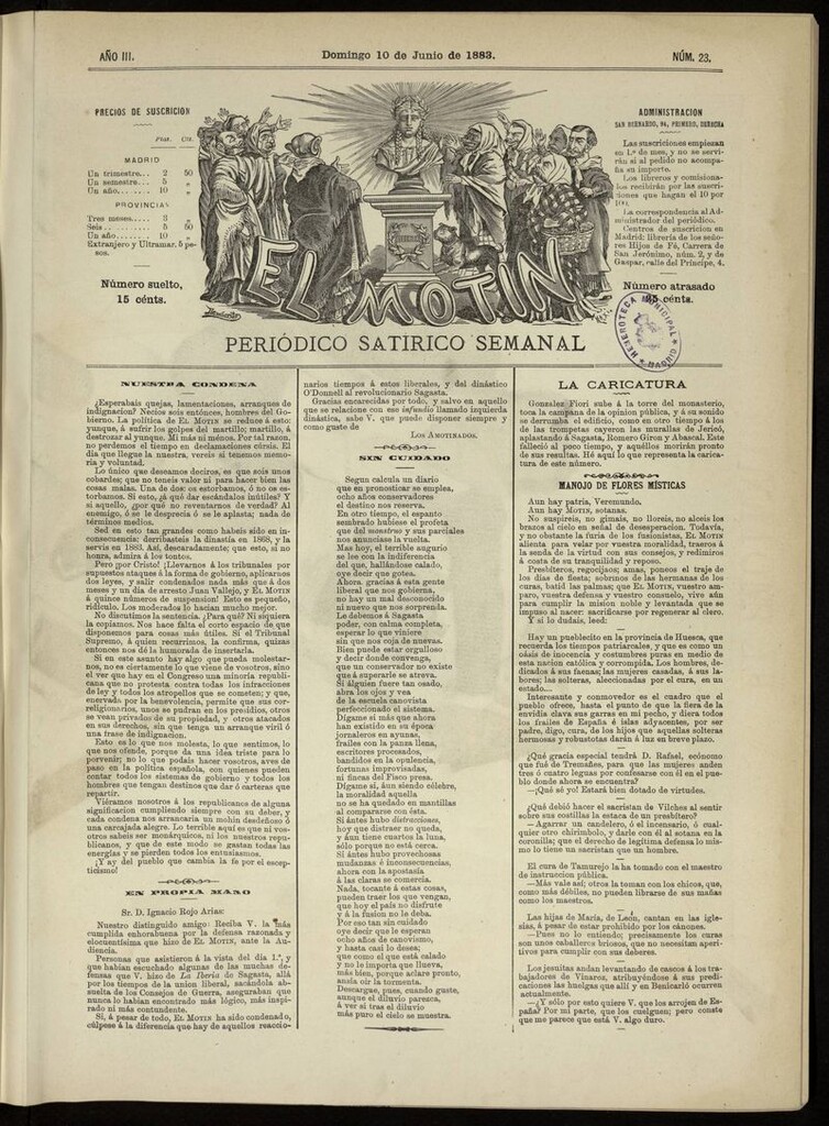 Miniatura de El Motín: periódico satírico del domingo 10 de junio de 1883