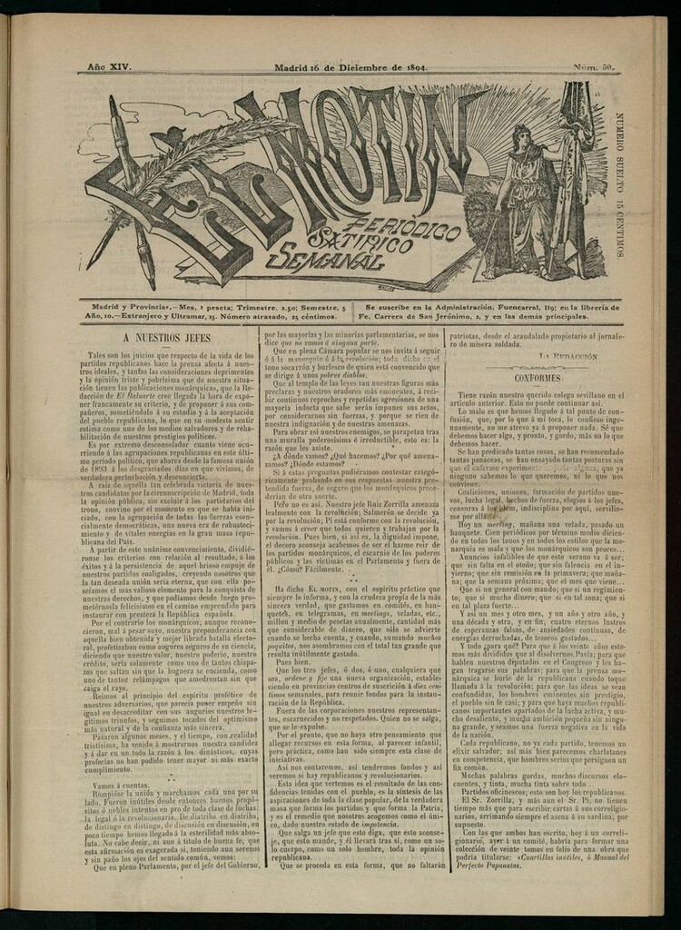 Miniatura de El Motín: periódico satírico semanal del 16 de diciembre de 1894