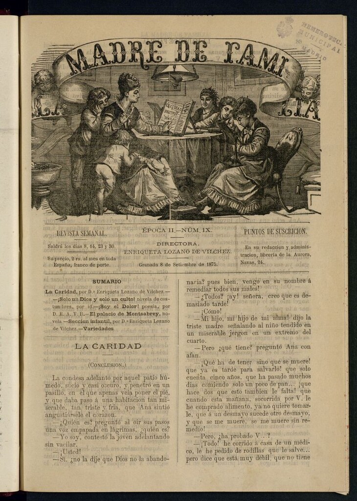 Miniatura de Madre de Familia : revista semanal del 8 de septiembre de 1875