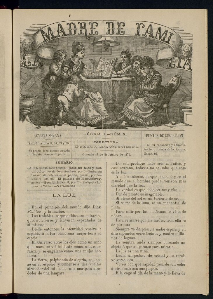 Miniatura de Madre de Familia : revista semanal del 14 de septiembre de 1875