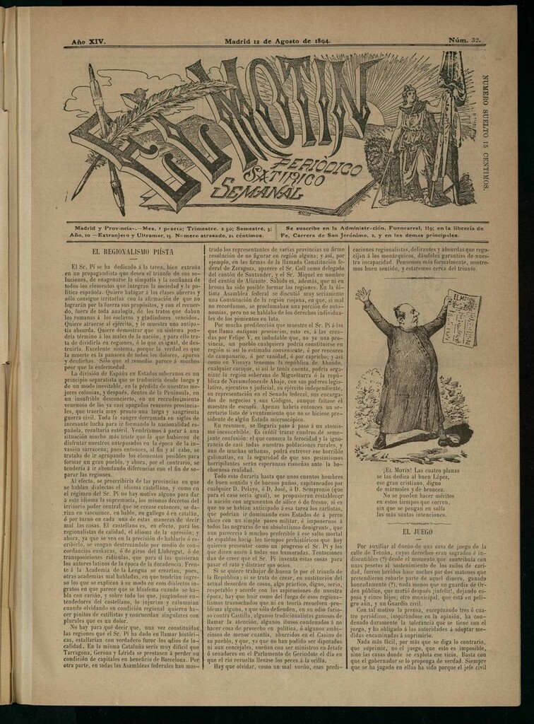 Miniatura de El Motín: periódico satírico semanal del 12 de agosto de 1894