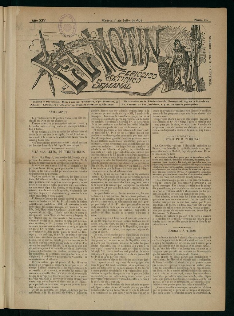 Miniatura de El Motín: periódico satírico semanal del 1 de julio de 1894